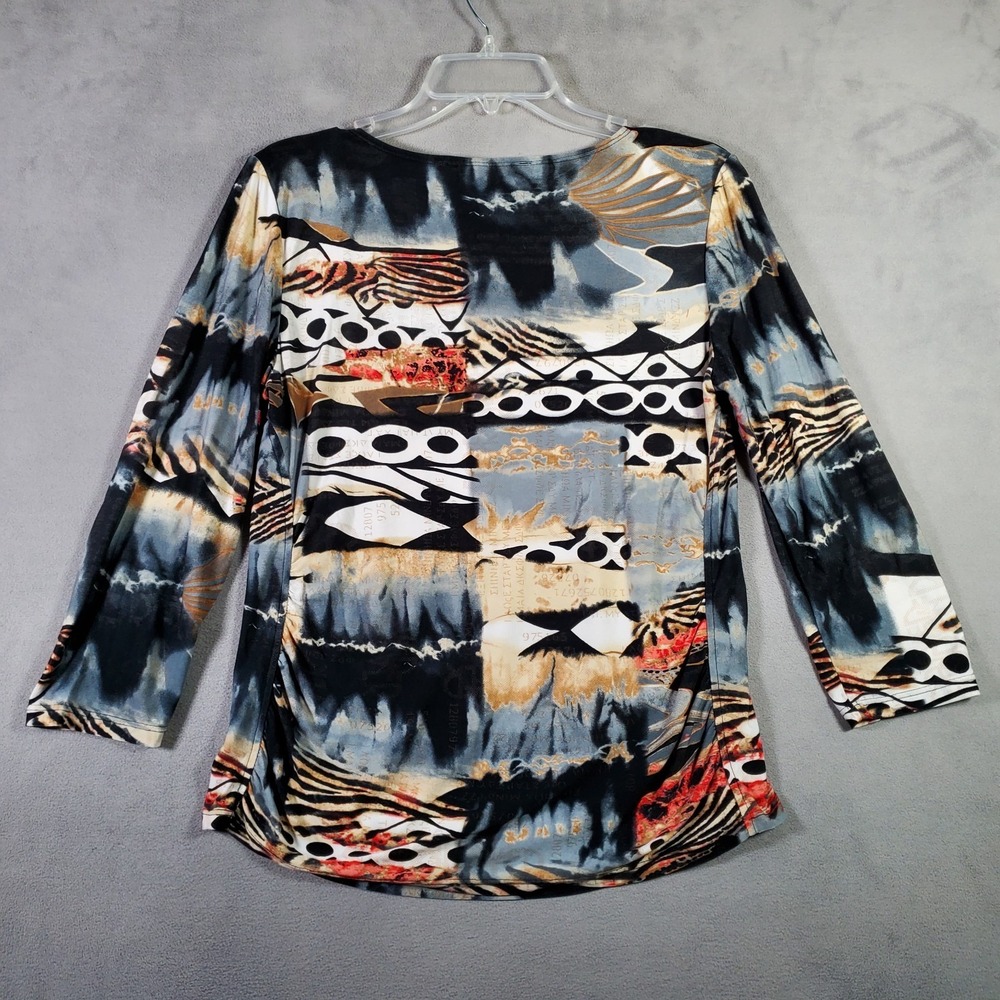 Peter Nygard Top Womens Size L Aztec Southwestern Tribal Animal Print Boho Artsy - Picture 2 of 5
